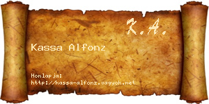 Kassa Alfonz névjegykártya